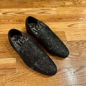 Enzo Romeo Men’s Glitter/Sparkle Black Slip On Dress Shoes-Size 12 HOCO/Prom